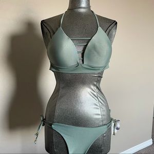 Green Adjustable Pushup Brazilian Bikini